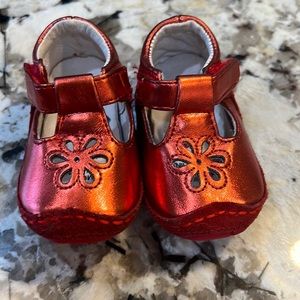 Baby girl red crib dress shoes 3-6months